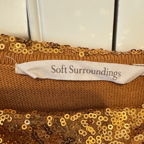 Sequin Trim Long Sleeve Top in Rust orange size PS - Picture 2 of 11